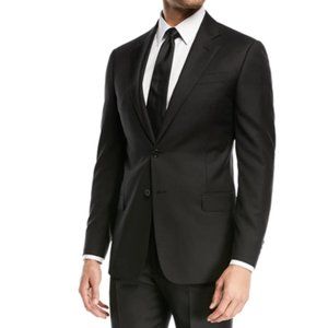 NWT Emporio Armani Men's Suit 46R-40W Black Slim Fit Stretch Wool MSRP $1895